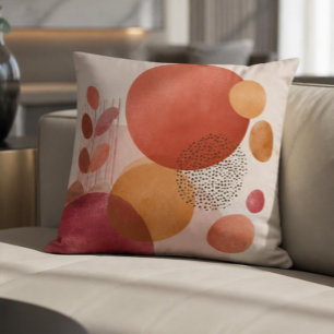 Coussin Cercles Boho Abstraits / Terracotta Chaud