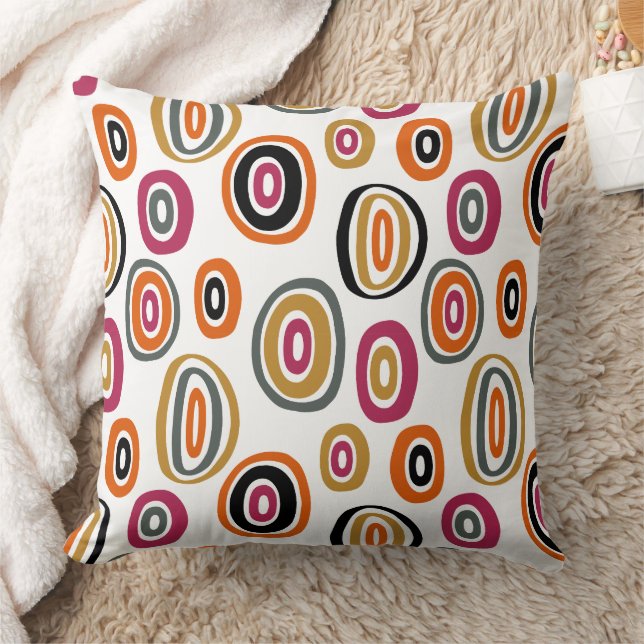 Coussin cercles colorés, art abstrait géométrique (Couverture)