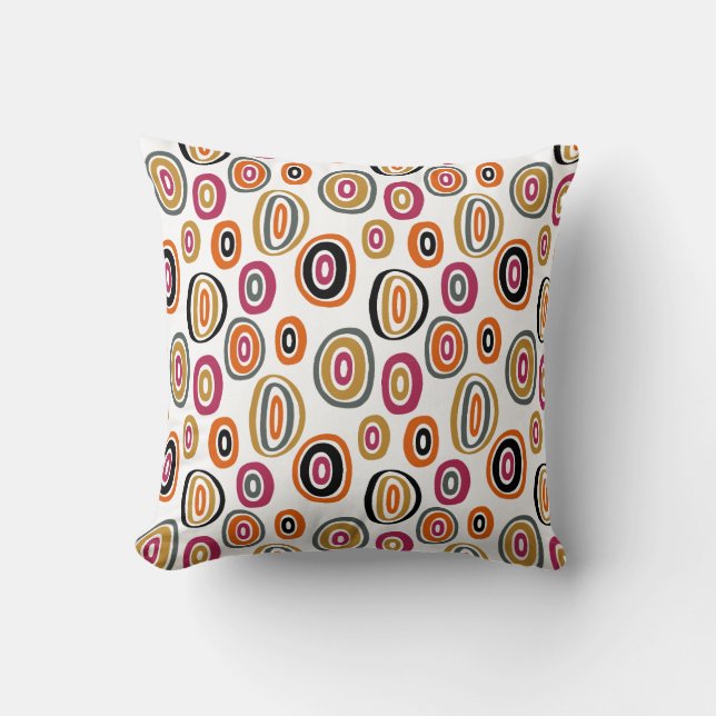 Coussin cercles colorés, art abstrait géométrique (Recto)