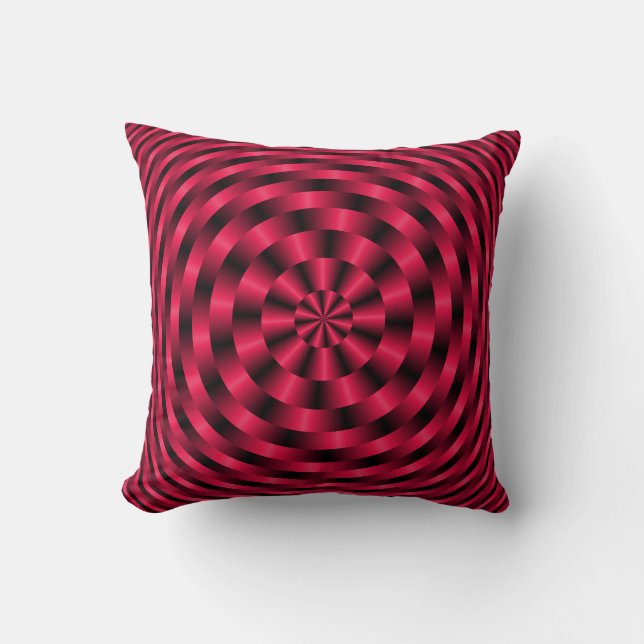 Coussin Cercles concentrés tournants en rouge (Recto)