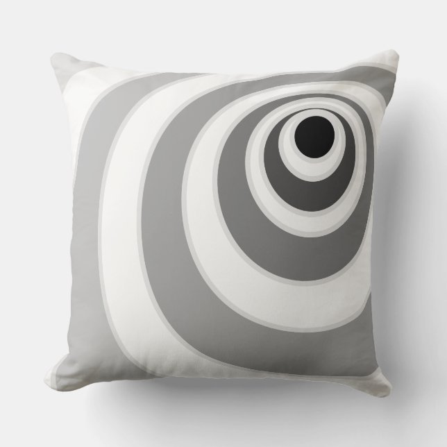 Coussin Cercles concentriques chic noir argent et blanc (Recto)