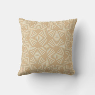 Coussin Cercles concentriques de milieu de siècle sur tan 