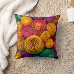 Coussin Cercles concentriques multicolores texture abstrai