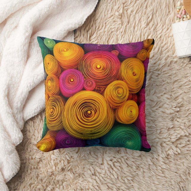 Coussin Cercles concentriques multicolores texture abstrai (Couverture)