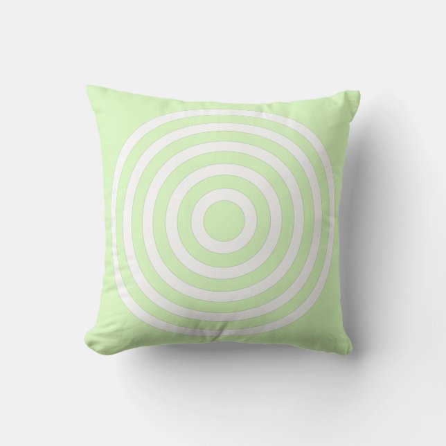 Coussin Cercles concentriques pastel vert citron et blanc (Recto)