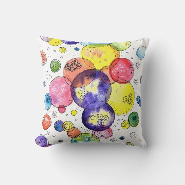 Coussin Cercles d'aquarelle colorés Abstraits (Recto)