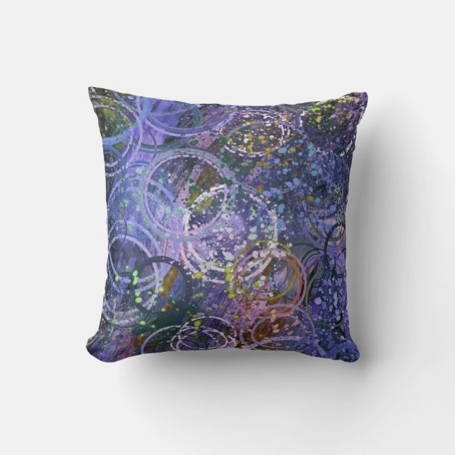 Coussin Cercles d'art abstrait Touches de pinceau (Recto)