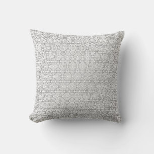 Coussin Cercles d'art en ligne noire et blanche