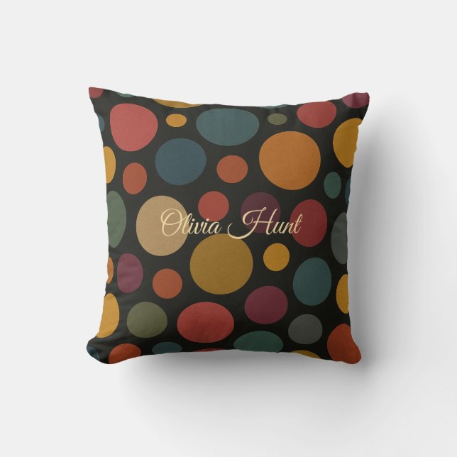 Coussin Cercles de couleur terne à nom personnalisé (Recto)