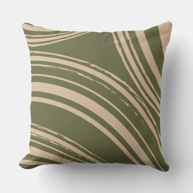 Coussin Cercles de sable vert olive (Recto)