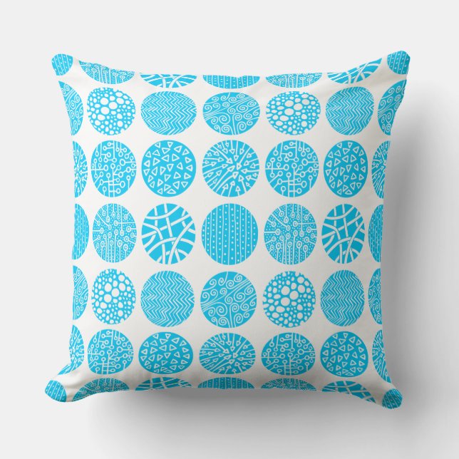 Coussin Cercles décoratifs - bleu ciel et blanc (Recto)