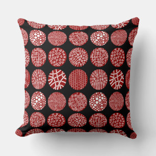 Coussin Cercles décoratifs - Rouge rubis et noir