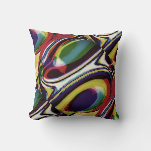 Coussin Cercles diagonaux noirs violet rouge or (Recto)