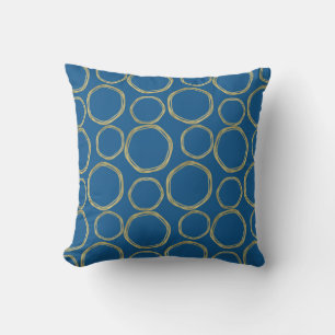 Coussin Cercles dorés et bleu vif Mode moderne tendance