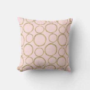 Coussin Cercles Dorés & Rose Éclairci Moderne Tendance Mod