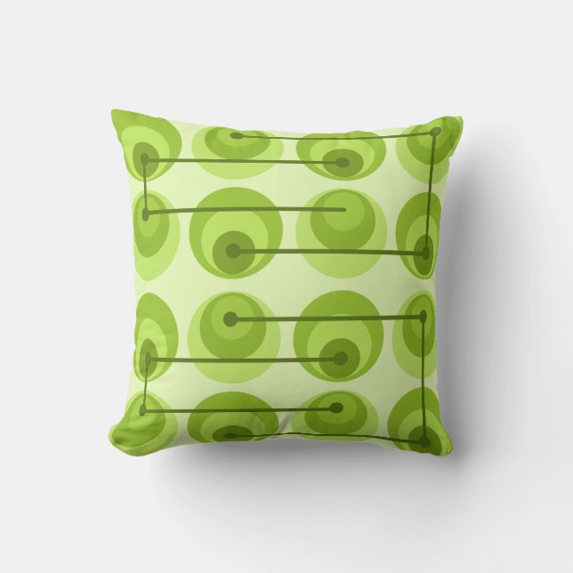 Coussin Cercles du milieu du siècle Chartreuse (Recto)