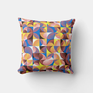 Coussin Cercles du milieu du siècle, rayures, tuiles vinta