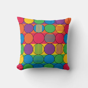 Coussin Cercles et bandes de couleurs vives