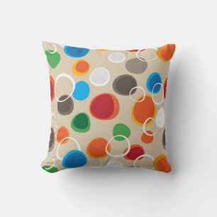 Coussin Cercles et bulles à main cool et colorée