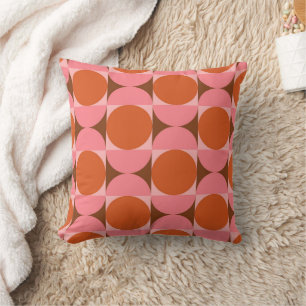 Coussin Cercles et demi-cercles roses orange du milieu du 