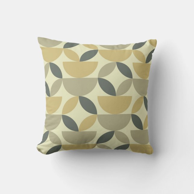 Coussin Cercles et formes demi-terre ton milieu de siècle  (Recto)