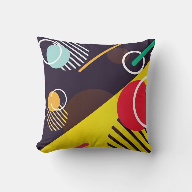 Coussin Cercles et lignes Abstraits colorés (Recto)