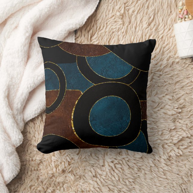 Coussin Cercles Géométriques Abstraits Or Paillettes Feuil (Couverture)