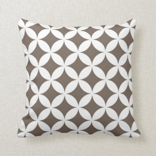 Coussin Cercles géométriques classiques dans le Taupe et