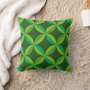 Coussin Cercles géométriques de milieu de siècle vert citr