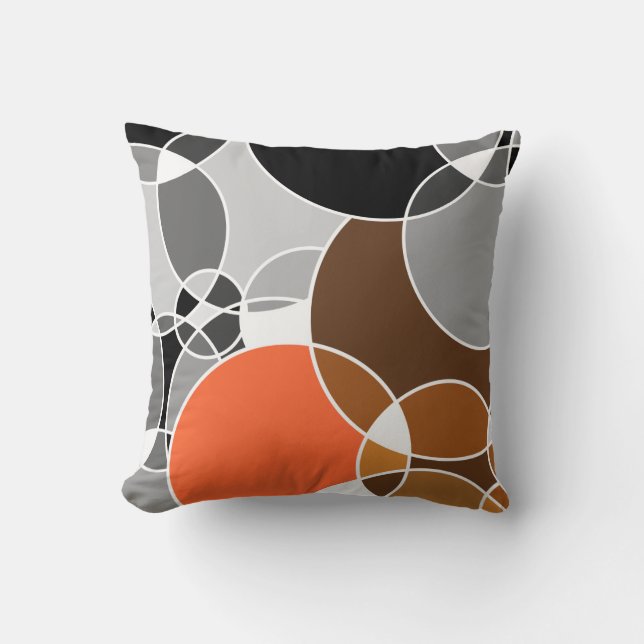 Coussin Cercles géométriques gris vif superposés (Recto)