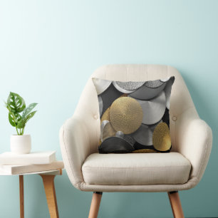 Coussin Cercles géométriques modernes en or et argent