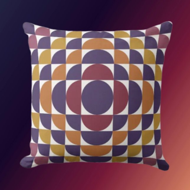 Coussin Cercles géométriques rétro Lancer l'oreiller (Créateur téléchargé)