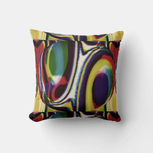 Coussin Cercles géométriques rouges violets noirs
