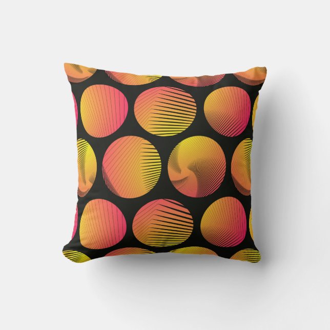 Coussin cercles graphiques sans couture motif en orange sh (Recto)