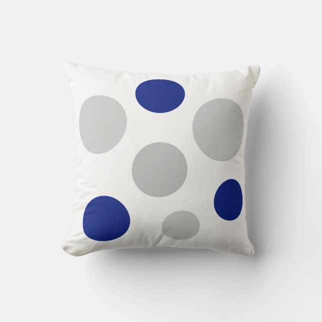 Coussin Cercles gris et bleus modernes sur fond blanc (Recto)