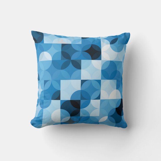 Coussin Cercles invisibles : Vintage bleu Abstrait (Recto)