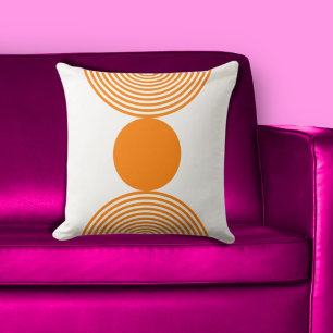 Coussin Cercles minimalistes orange et blanc