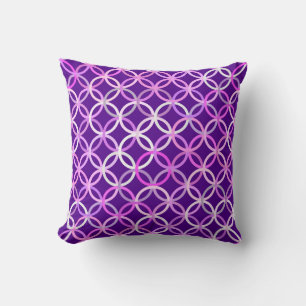 Coussin Cercles Modernes du Milieu du Siècle, améthyste et
