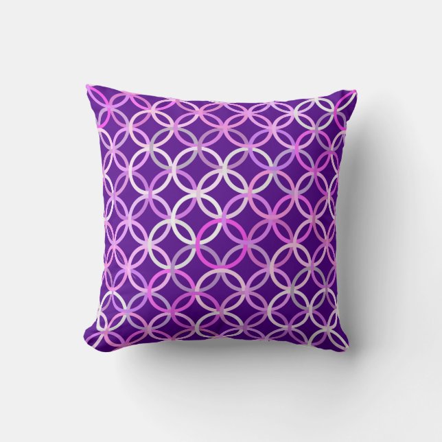 Coussin Cercles Modernes du Milieu du Siècle, améthyste et (Recto)