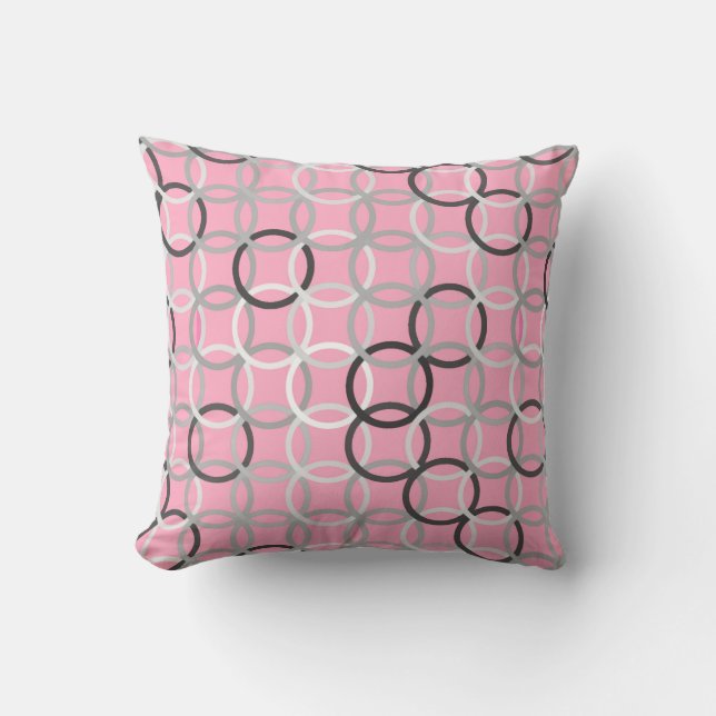 Coussin Cercles Modernes du milieu du XXe siècle, rose cor (Recto)