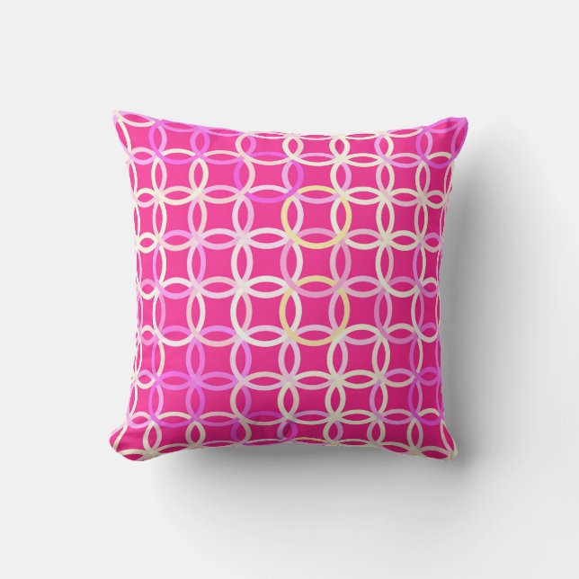 Coussin Cercles Modernes du milieu du XXe siècle, rose fuc (Recto)