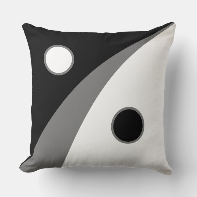 Coussin Cercles Modernes & Lignes Ondulées sur Fond Noir & (Recto)