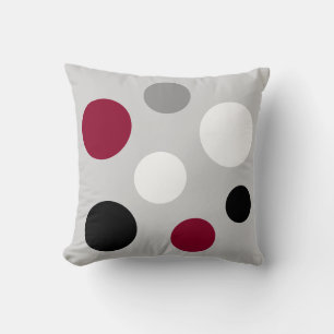 Coussin Cercles modernes noirs, bordeaux et blancs sur fon