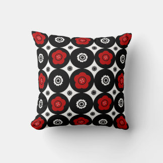 Coussin Cercles mods à tendance rouge et noire