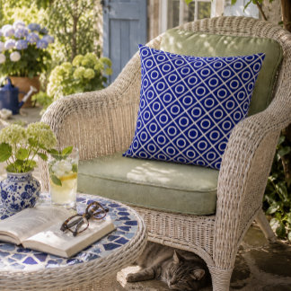 Coussin Cercles Navy et Blanc