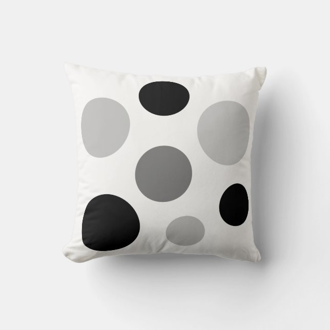 Coussin Cercles noirs et gris modernes sur fond blanc (Recto)
