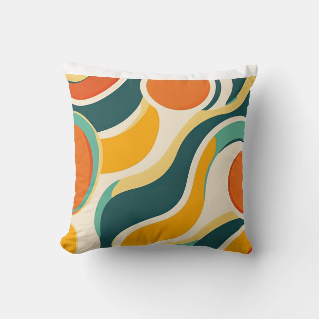 Coussin Cercles orange et flux de couleurs (Recto)