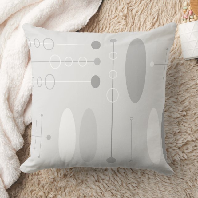 Coussin Cercles ovales gris blanc du milieu du siècle et c (Couverture)