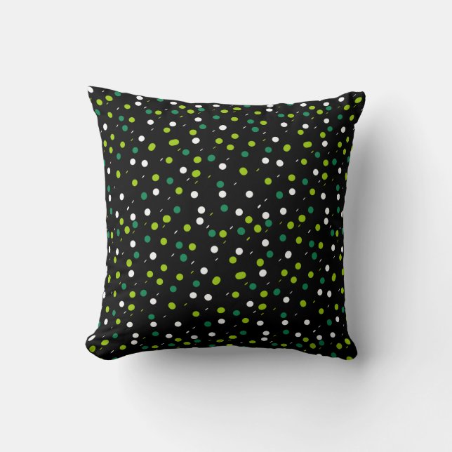 Coussin Cercles Points Colorés Art Abstrait Vert (Recto)