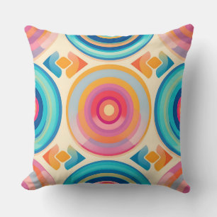 Coussin Cercles rétro colorés Motif.Extérieur moderne